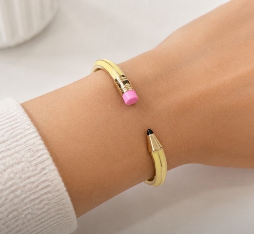 Yellow Pencil Bangle Hinge Bracelet New